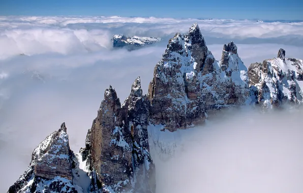 Clouds, mountains, fog, Andes