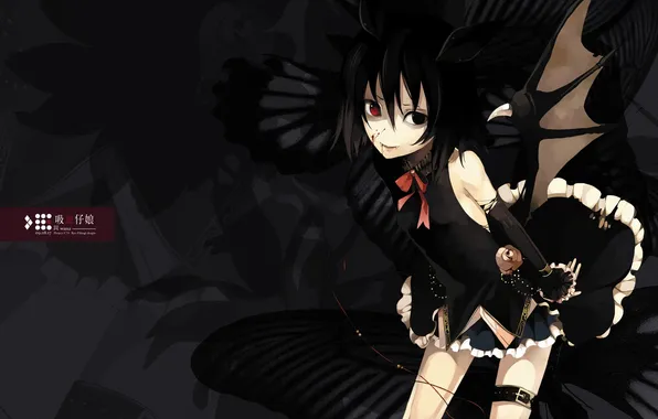 Picture look, girl, smile, wings, the demon, art, hiiragi ryou, blood dupre