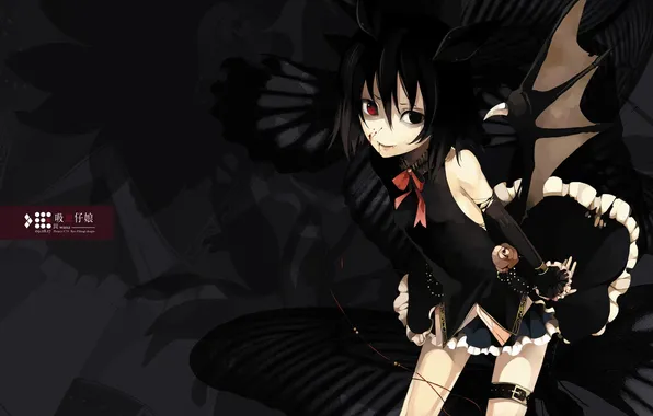 Picture look, girl, smile, wings, the demon, art, Riku, hiiragi ryou