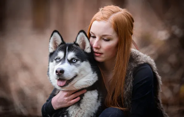 Picture girl, mood, dog