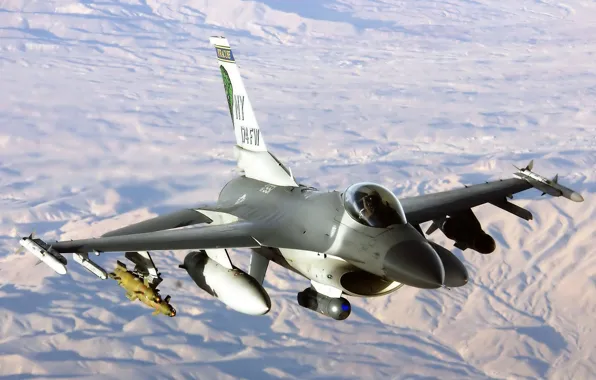 Picture flight, mountains, F-16