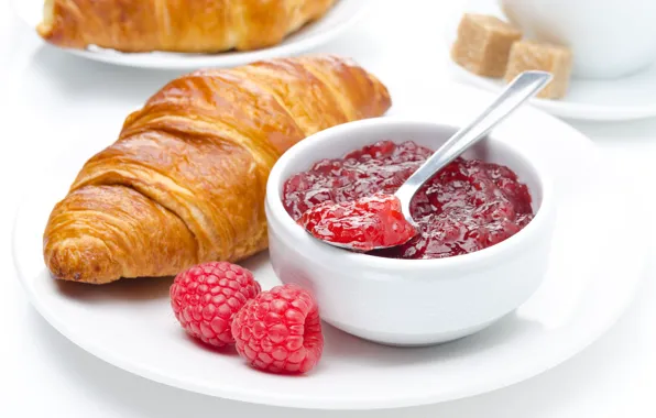 Raspberry, jam, croissant