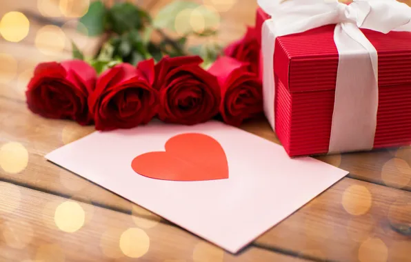 Picture red, love, heart, romantic, gift, roses, valentine`s day