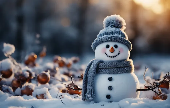 Picture winter, snow, Christmas, New year, snowman, Christmas, winter, snow