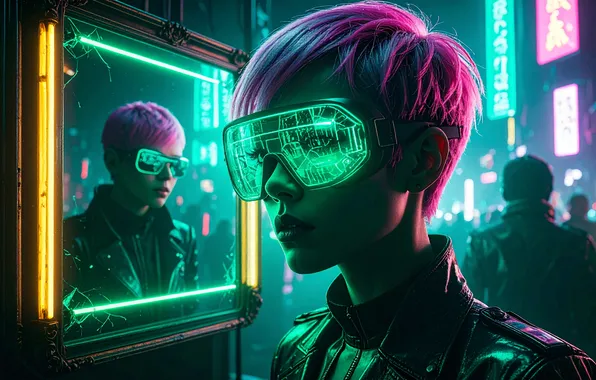 Picture girl, AI art, cyberpunk