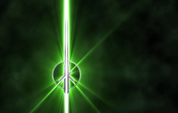 Rays, light, sign, round, sword, green background, Star Wars: Jedi Knight - Jedi Academy