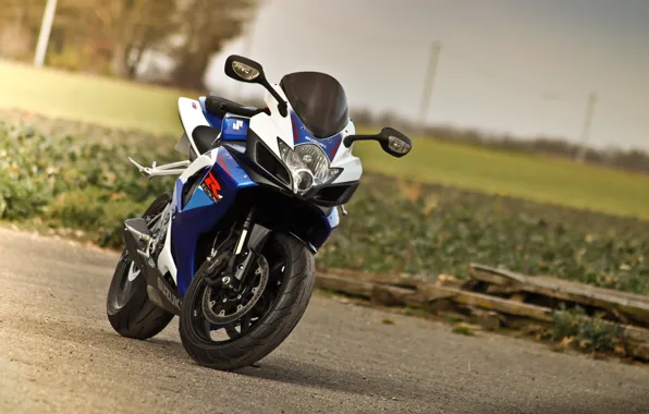 Picture blue, lawn, motorcycle, suzuki, bike, blue, Suzuki, supersport