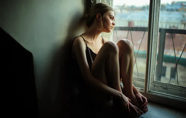 Picture girl, mood, window