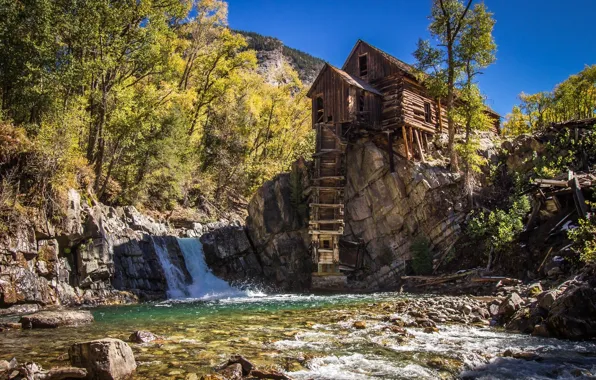 Picture Waterfall, Lake, House