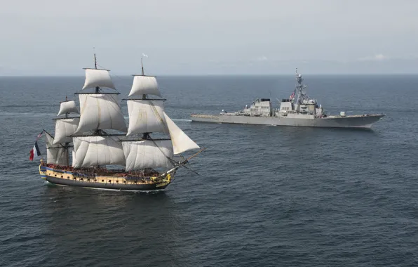 French Navy, US NAVY, 32 gun sailing frigate class Concorde, USS Mitscher (DDG-57), The Frigate …