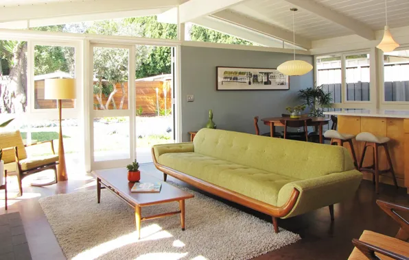 Design, interior, retro style, dining room, mid-century perfection, Long Beach House, mid-century perfection, by Josh …
