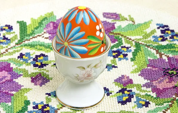 Picture pattern, egg, Easter, glass, tablecloth, Pysanka