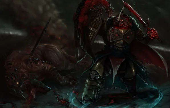 Weapons, monster, sword, warrior, art, male