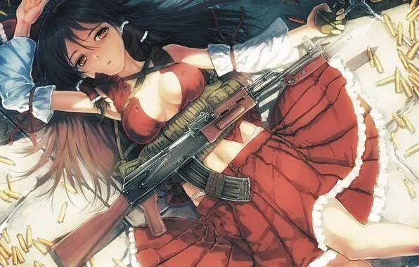 Picture look, girl, pose, weapons, pomegranate, surprise, sleeve, touhou