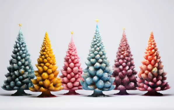 Toys, Christmas, white background, New year, herringbone, colorful, Christmas trees, Souvenirs