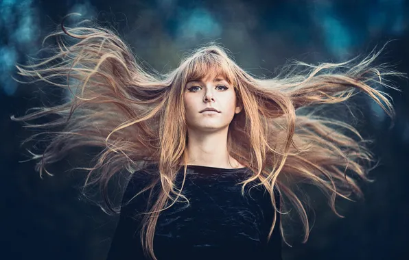 Picture the wind, hair, portrait