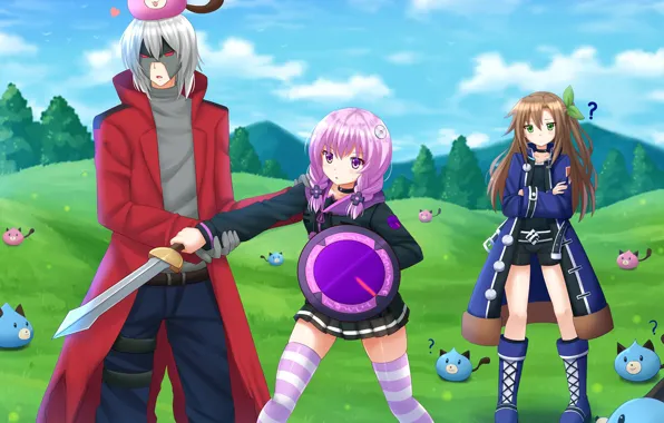 Girl, sword, anime, fight, ken, blade, cute, shield