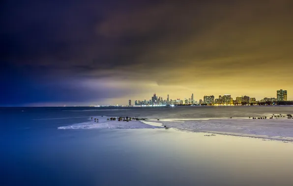 Landscape, skyscrapers, Chicago, Michigan, panorama, USA, Chicago, megapolis