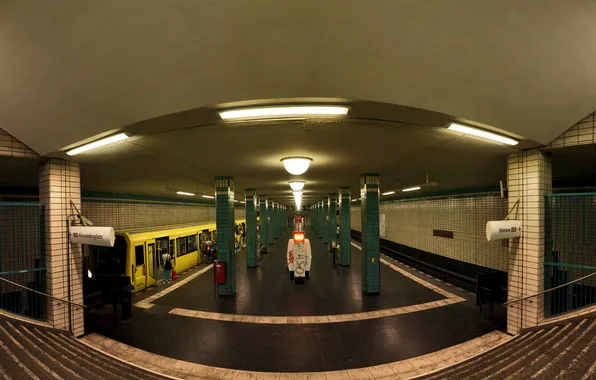 Picture lamp, people, photo, ladder, Metro, columns, signs, phone