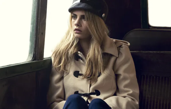 Hat, Windows, portrait, chair, actress, blonde, beauty, coat