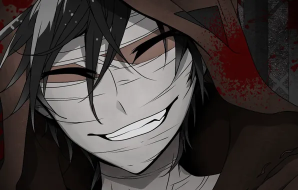 Picture smile, guy, bandages, Angel bloodshed, Satsuriku no Tenshi
