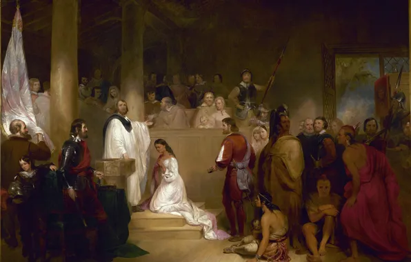 Picture picture, painting, painting, Baptism of Pocahontas