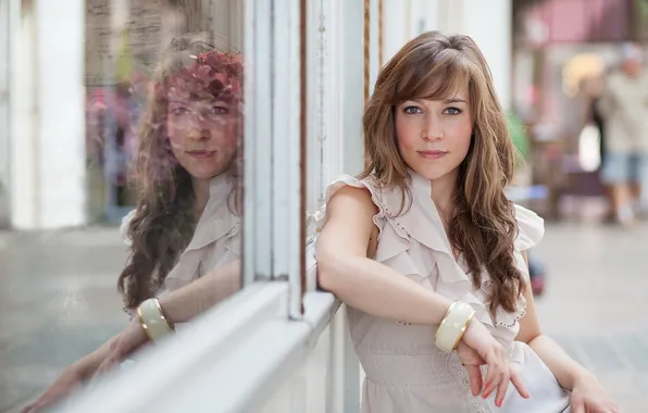 Girl, background, window