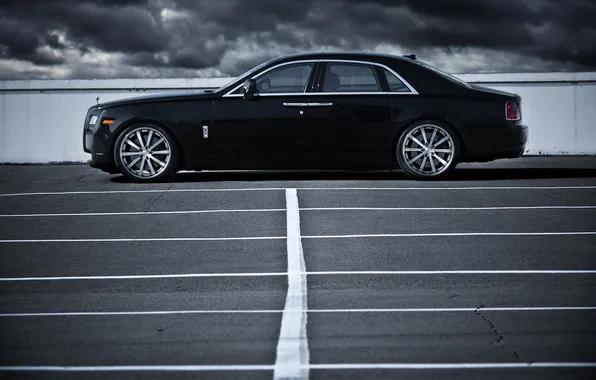 Picture the sky, clouds, black, Rolls-Royce, Parking, Ghost, black, rolls Royce