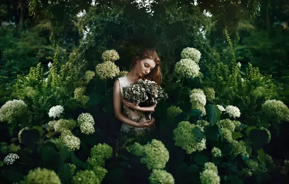 Picture girl, flowers, Bella Kotak, Every flower, soul blossoming in nature
