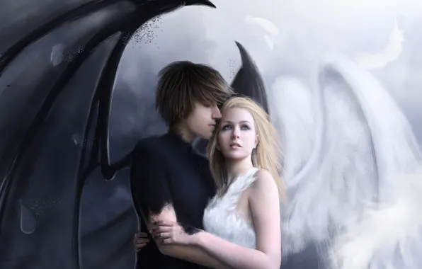 Love, fantasy, graphics, angel, the demon, large, different