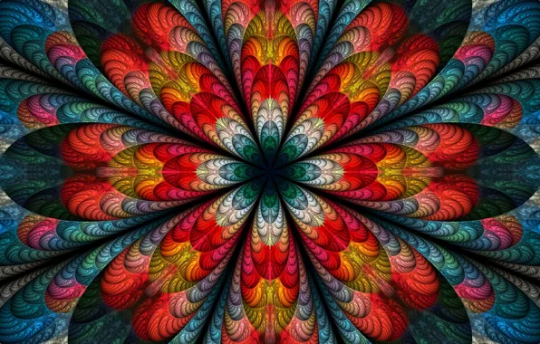 Colors, abstract, flower, digital art, fractal