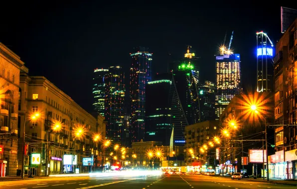 Night, movement, Moscow, light, Russia, Russia, night, Moscow