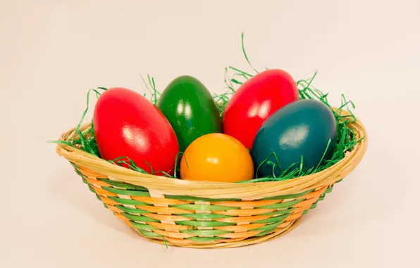 Picture grass, paint, eggs, spring, Easter, basket