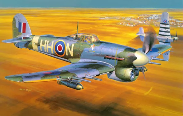 Picture the plane, fighter, bomber, British, WW2., single, Hawker Typhoon, Mk IB