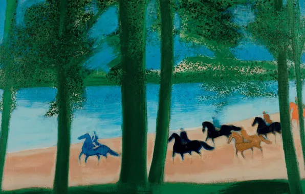 Picture landscape, horse, picture, Andre Brasilier, Riders on the Sea