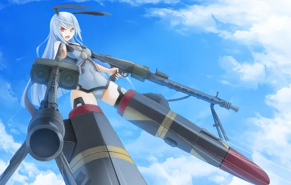 Picture look, girl, flight, weapons, anger, art, heterochromia, strike witches