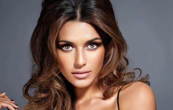 Picture girl, portrait, makeup, brown hair, long hair