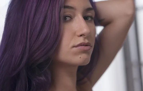Look, girl, face, model, Moon, purple hair