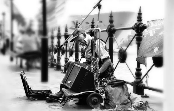 The city, music, street, musician