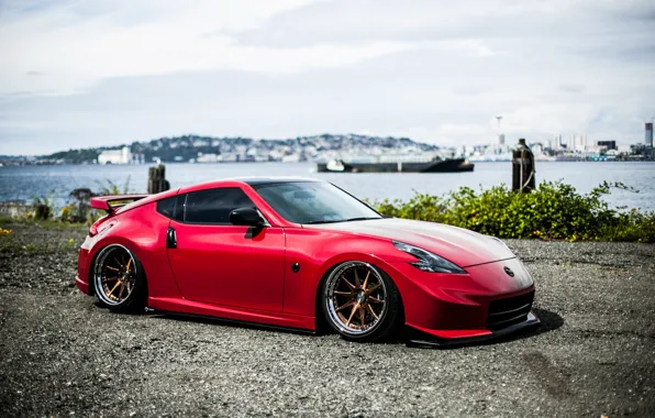 Car, tuning, red, Nissan, tuning, rechange, stance, 370Z