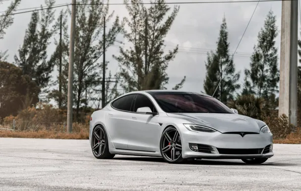 Picture Tesla, Vossen, Silver, Model S, Electro Car, ECO