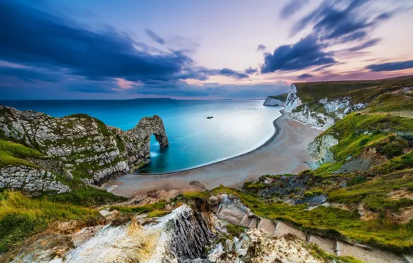 Beach, the sky, England, excerpt, The Jurassic coast, Deral-Dor, the rocky gate