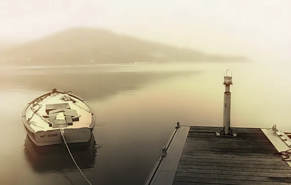 Landscape, lake, boat