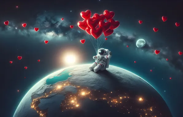 Love, holiday, heart, heart, hearts, heart, Valentine's Day, AI art