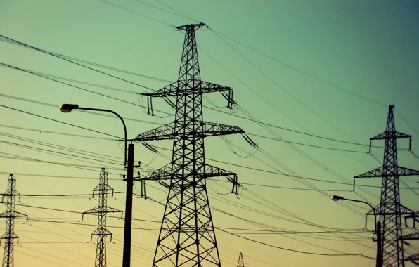 The sky, wire, electricity, power lines, vysokovoltny