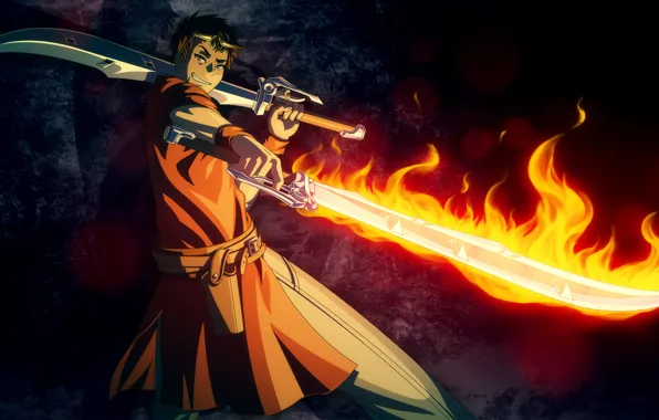 Fire, warrior, glasses, swords, Mike Inel