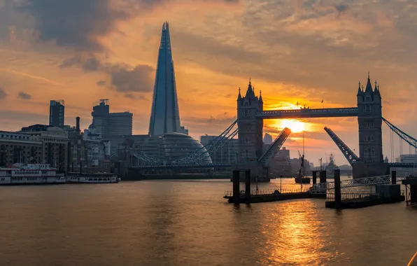 Wallpaper Sunset, Tower Bridge, London for mobile and desktop, section ...