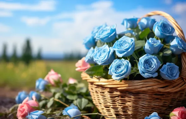 Flower, summer, the sky, clouds, flowers, nature, glade, rose