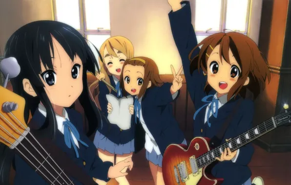 K-on!, anime, mio akiyama, yui hirasawa, tsumugi kotobuki, nikko in -