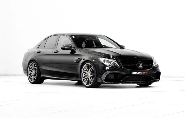Black, Mercedes-Benz, white background, Brabus, Mercedes, BRABUS, C-Class, W205